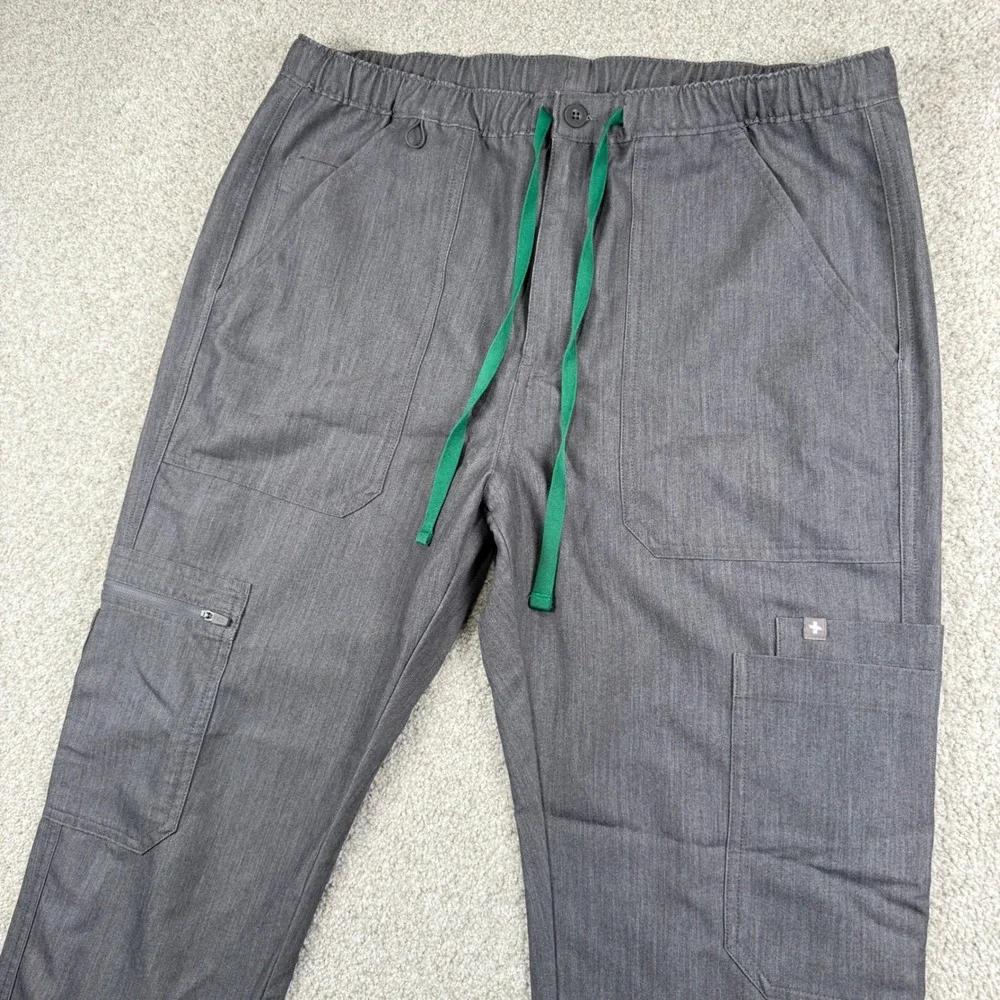 FIGS Scrub Pants Mens Medium Gray Technical Collection TM3001 Cargo Drawstring